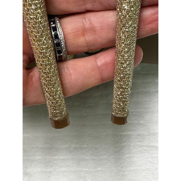 BETSEY JOHNSON Prince d'Orsay Pointed Toe Glitter Heels, Gold, Sz 8.5M - Picture 10 of 13